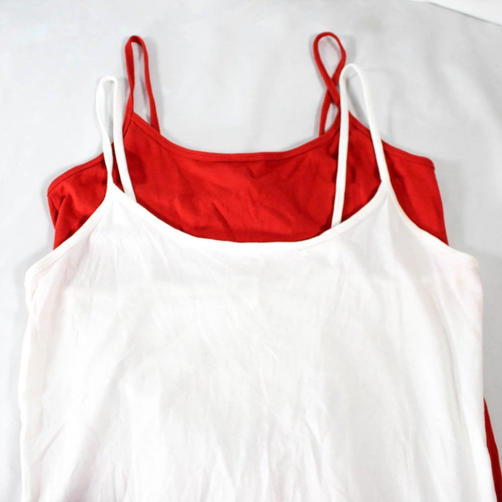 Set of 2 Cami Tank Tops Red and White Size Large